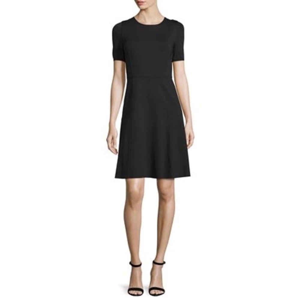 Elie Tahari 'Maria' Fit & Flare Short-Sleeve Black Dress | Women's 10 | EUC